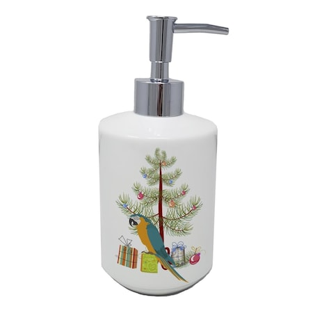 Carolines Treasures 7 x 3.5 in. Macaw Merry Christmas Ceramic Soap Dispenser CK4500SOAP
